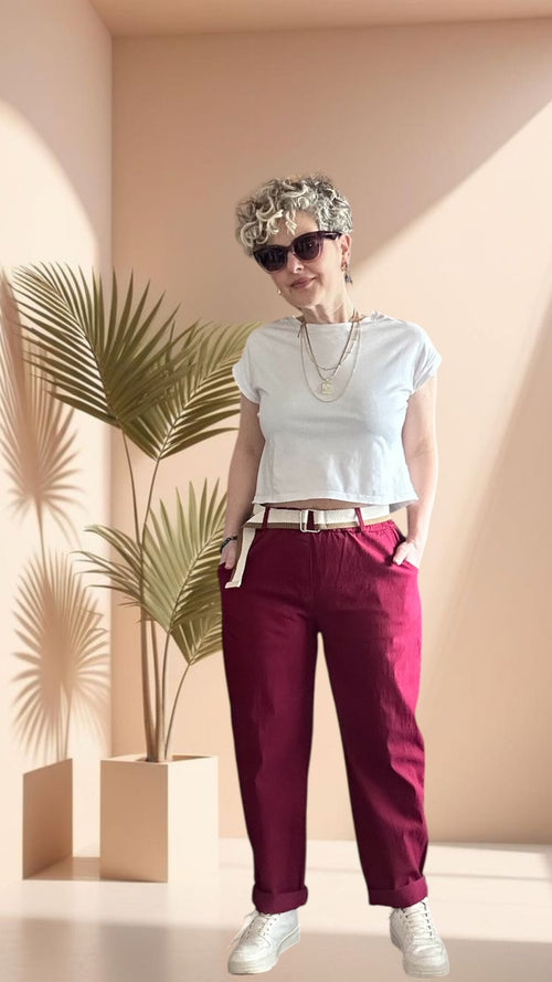 Betty İtalyan Balon Kemerli Pantolon İndian Red