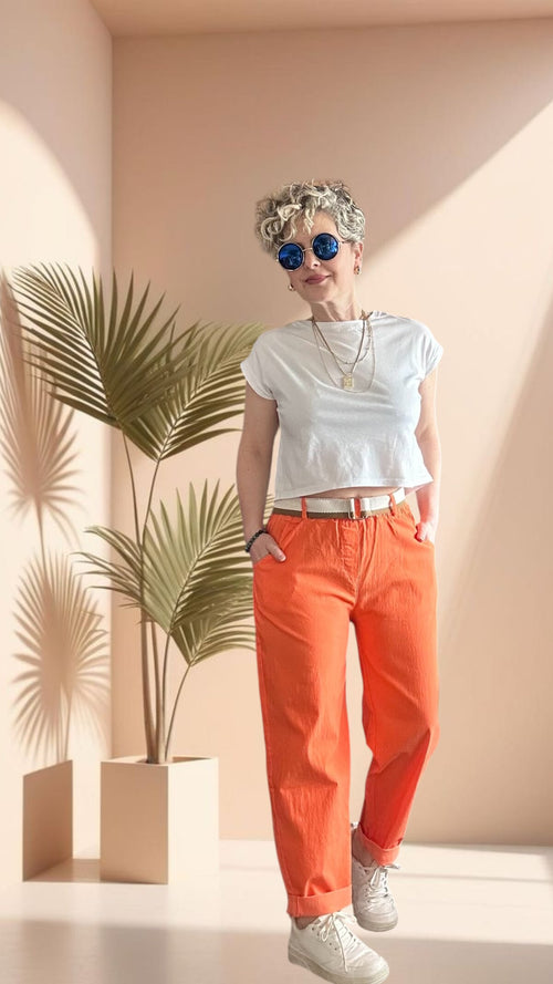 Betty İtalyan Balon Kemerli Pantolon Orange