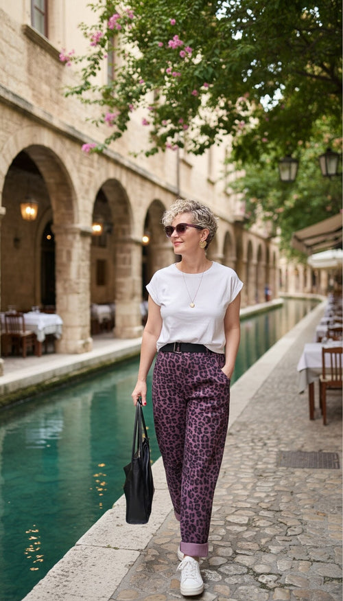 Senly İtalyan Leopar Kemerli Pantolon Bordo