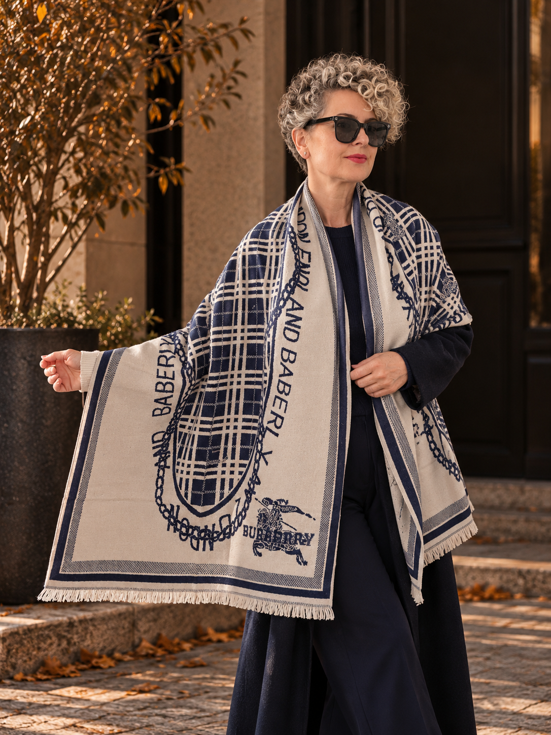 Parisienne Cashmere Lacivert/Bej