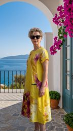 Omrrum | İtalyan Çiçek Desenli Yan Cepli Tunik Elbise Girasole