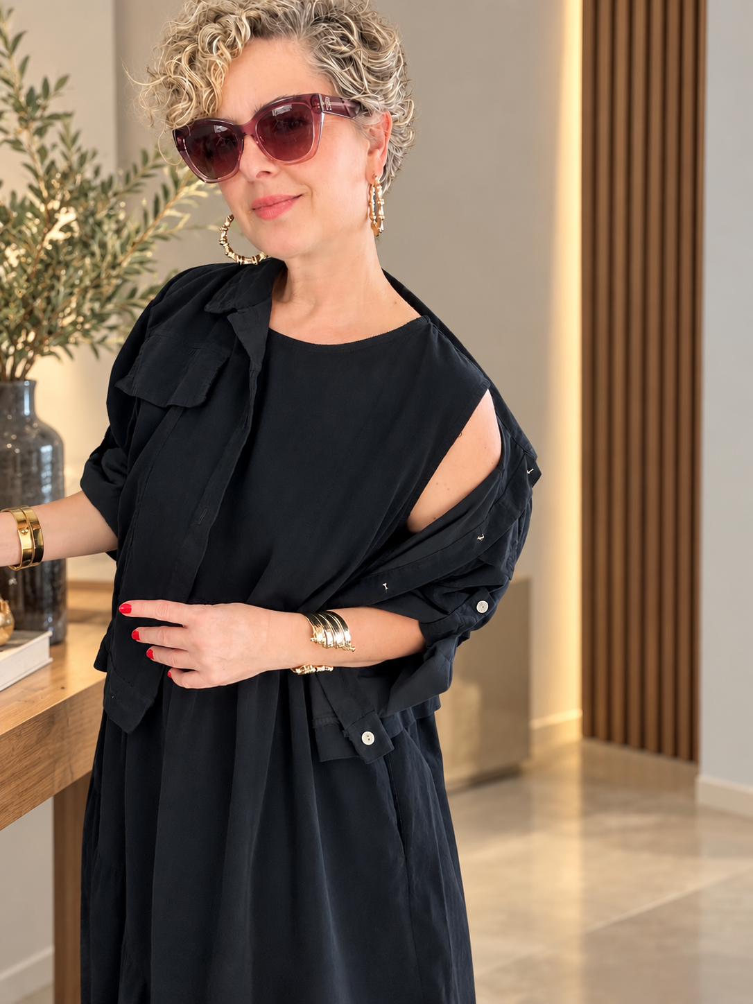 Rossa | İthal %100 Kadife Ceket & Kolsuz Elbise Takımı Black