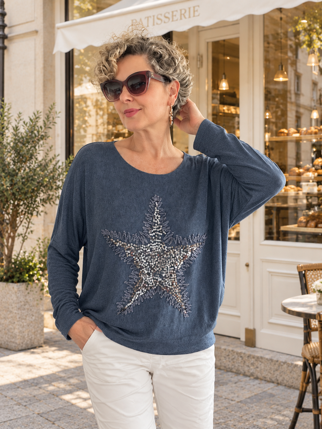 Festa İtalyan Yıldız Pul Detay Triko Dark Jeans