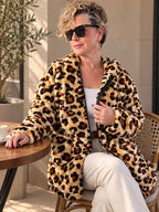 Mesta | Leopar Desenli Kapüşonlu Oversize Polar Peluş Hırka Desenli görsel 2