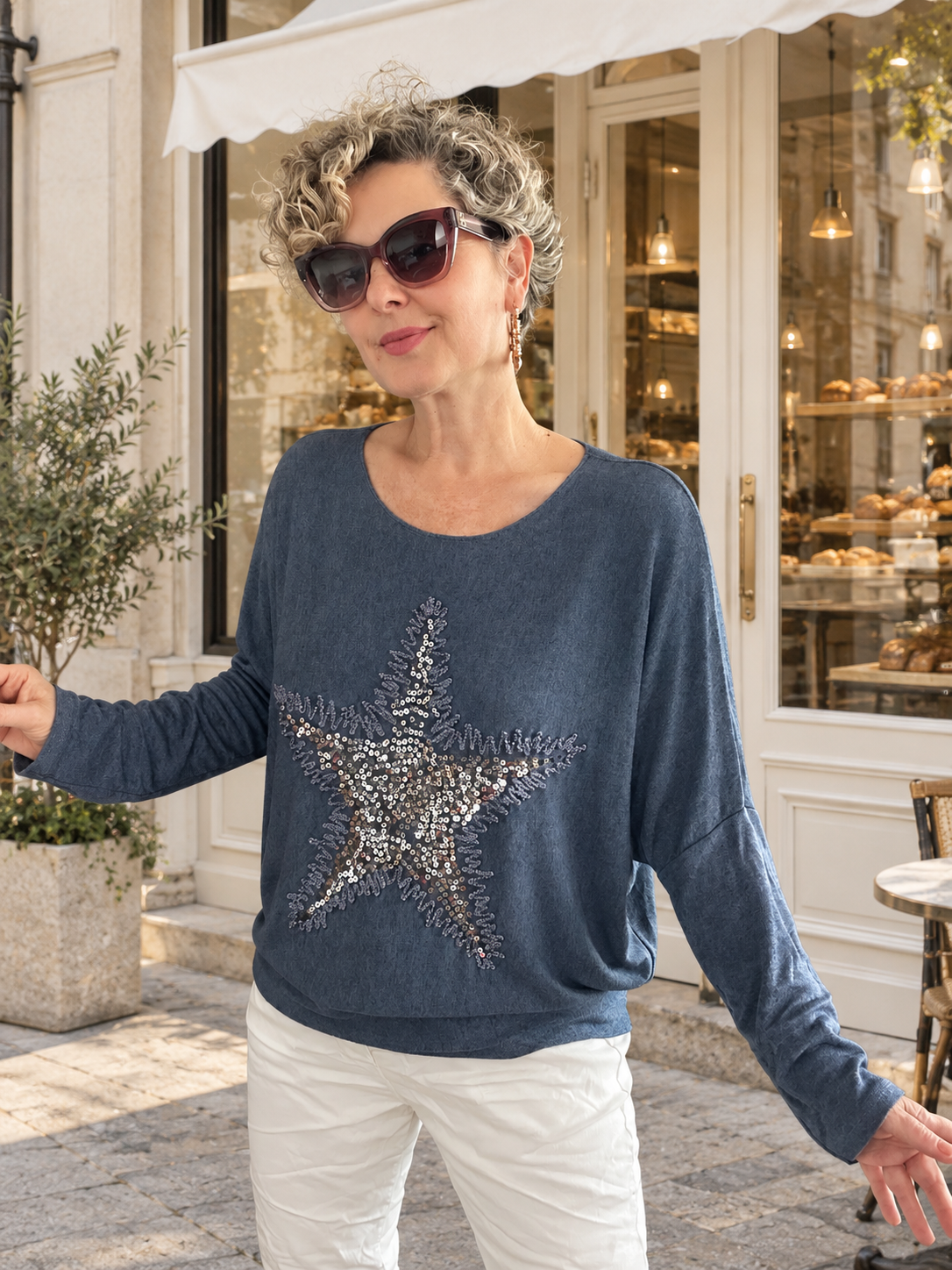 Festa İtalyan Yıldız Pul Detay Triko Dark Jeans