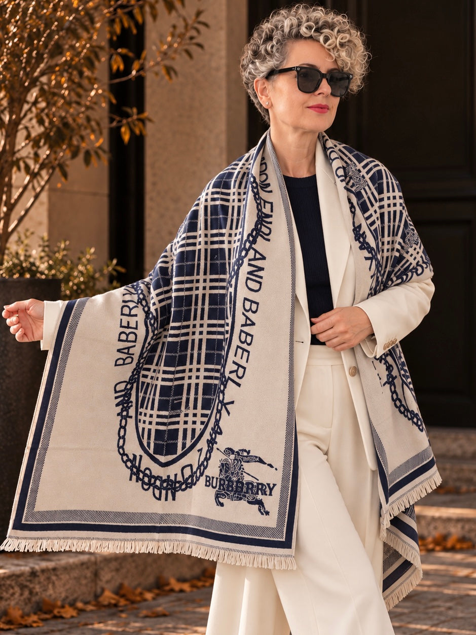 Parisienne Cashmere Lacivert/Bej