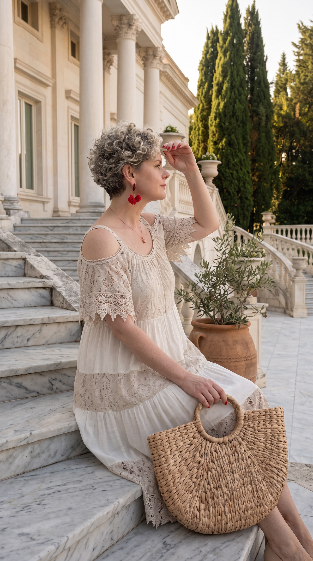 Zecca İtalyan Brode Nakışlı  Askılı Midi Elbise Beige