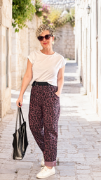 Senly İtalyan Leopar Kemerli Pantolon Bordo