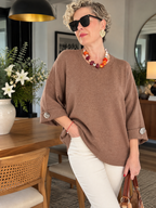 Macca | Düğme Detaylı Asimetrik Triko Bluz Camel görsel 1