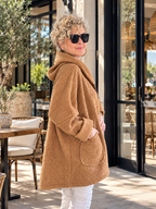 Lilly | İthal Buklet Kapüşonlu Asimetrik Mont Camel görsel 2