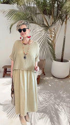 Abitare İtalyan Fisto File Detay Vip Elbise Kum Beige