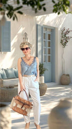 Betty İtalyan Balon Kemerli Pantolon Beyaz