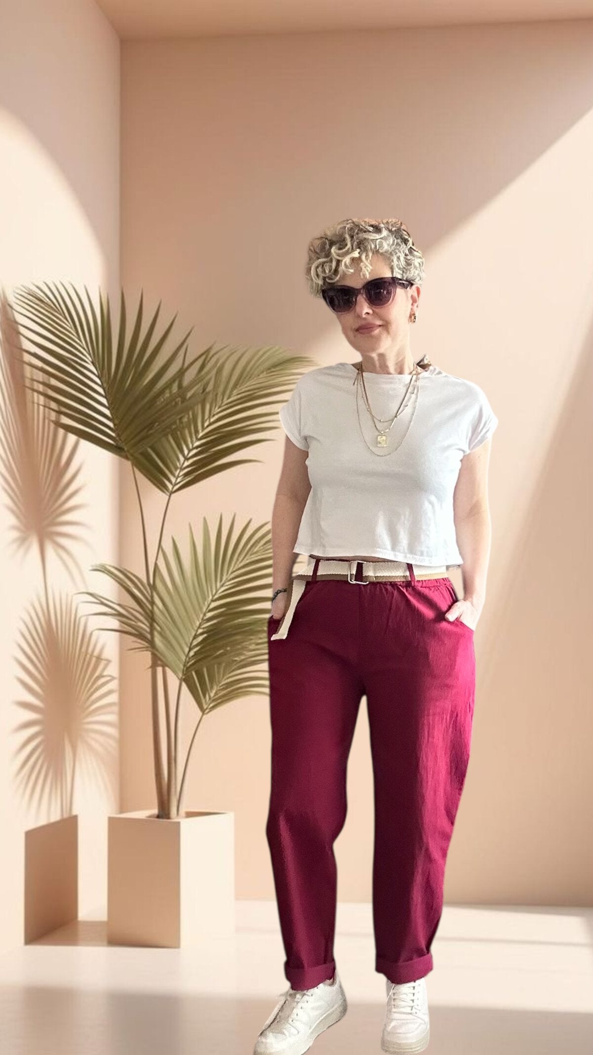 Betty İtalyan Balon Kemerli Pantolon İndian Red