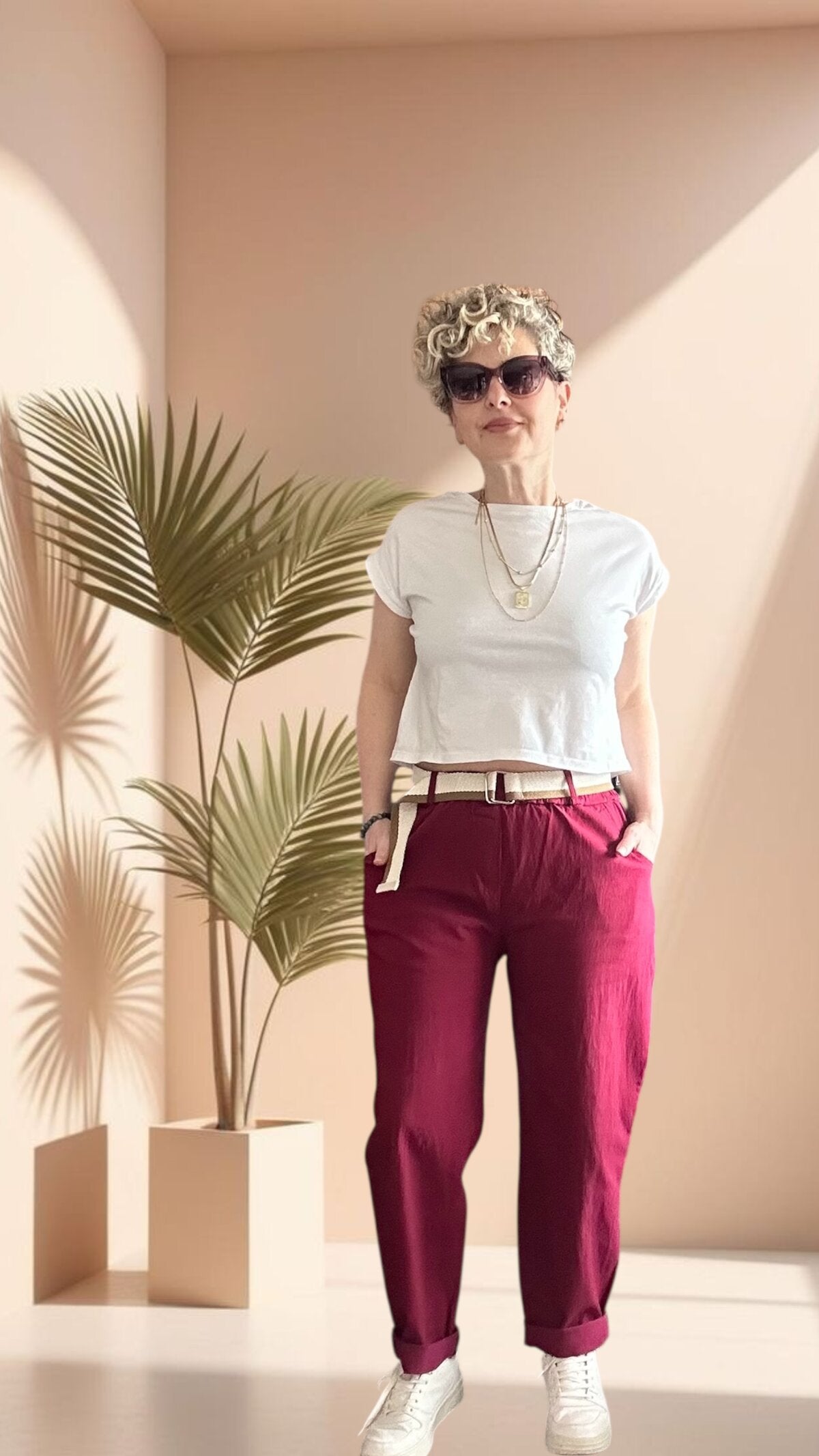Betty İtalyan Balon Kemerli Pantolon İndian Red