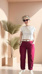Betty İtalyan Balon Kemerli Pantolon İndian Red
