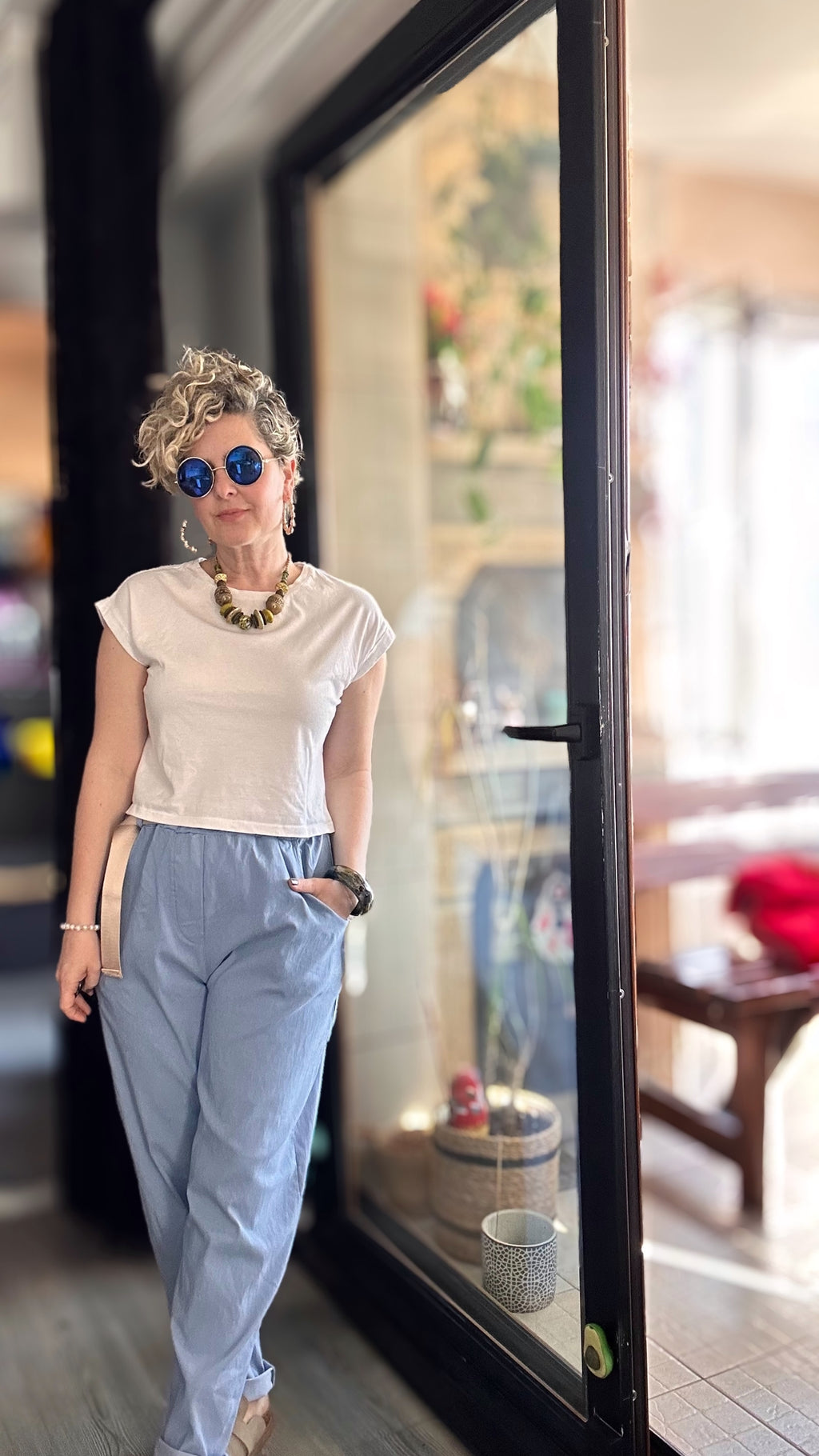 Betty İtalyan Balon Kemerli Pantolon İndigo