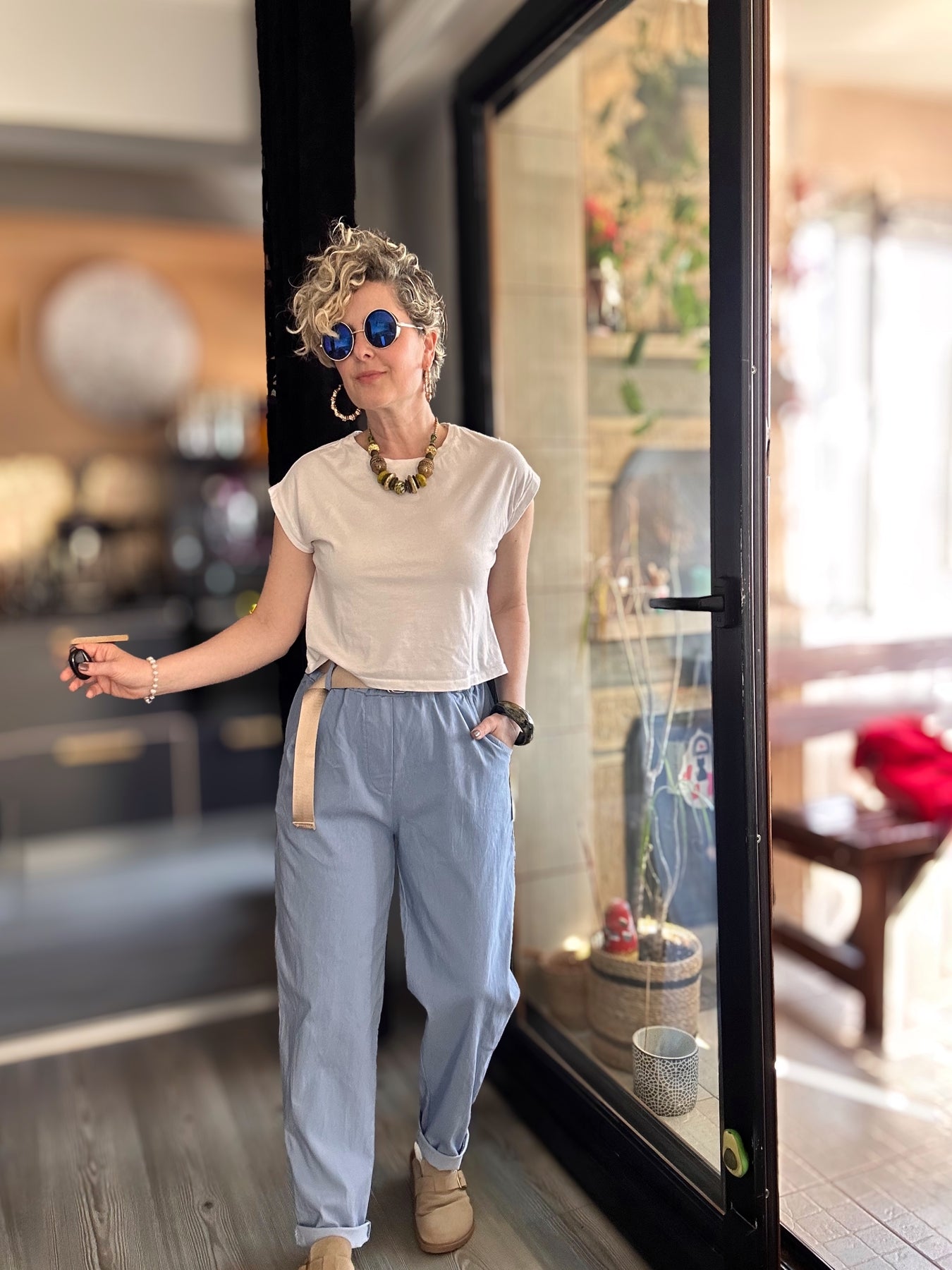 Betty İtalyan Balon Kemerli Pantolon İndigo
