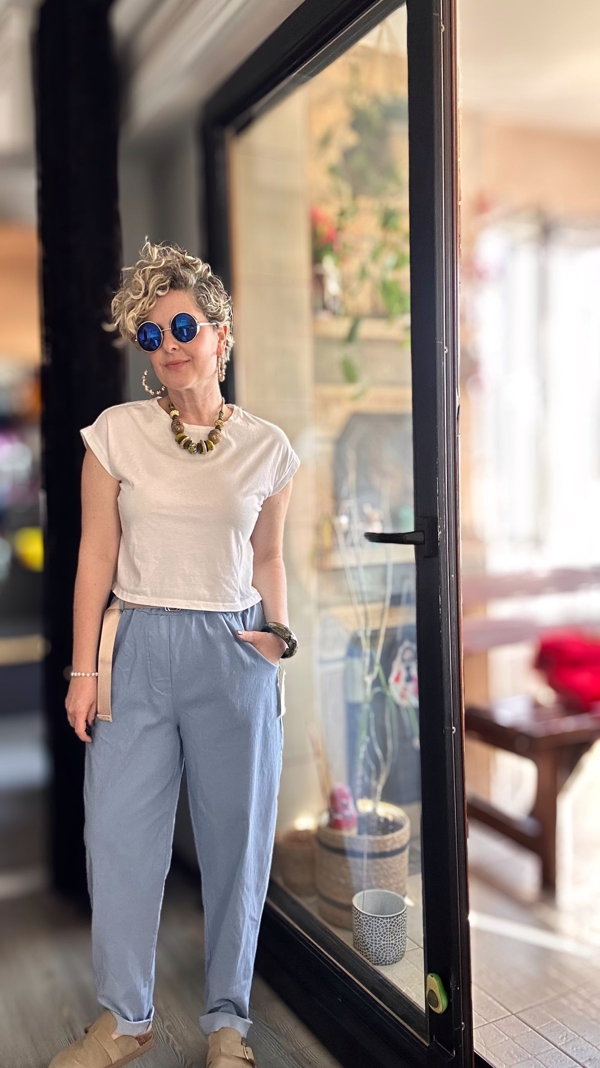Betty İtalyan Balon Kemerli Pantolon İndigo