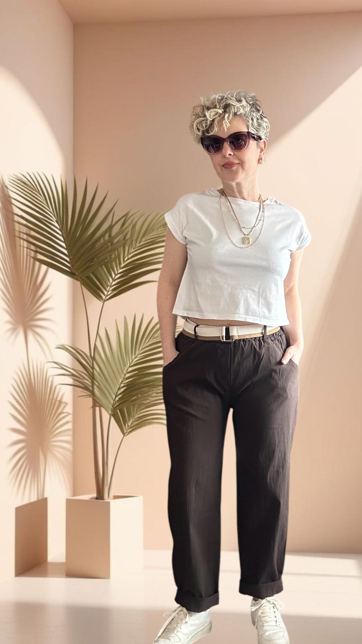 Betty İtalyan Balon Kemerli Pantolon Kahve