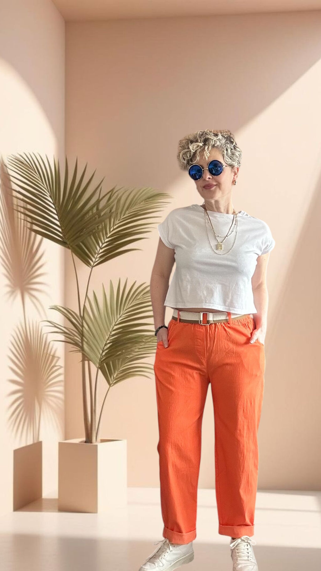 Betty İtalyan Balon Kemerli Pantolon Orange