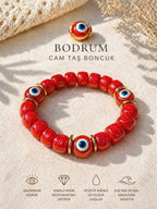 Bodrum Cam Taş Kırmızı Boncuk Bilezik
