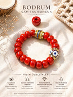 Bodrum Cam Taş Red Boncuk Bilezik