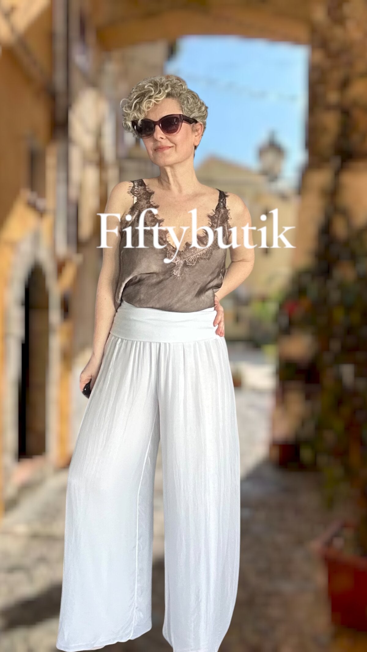 Dussi İtalyan Tasarım İpek Pantolon Beyaz