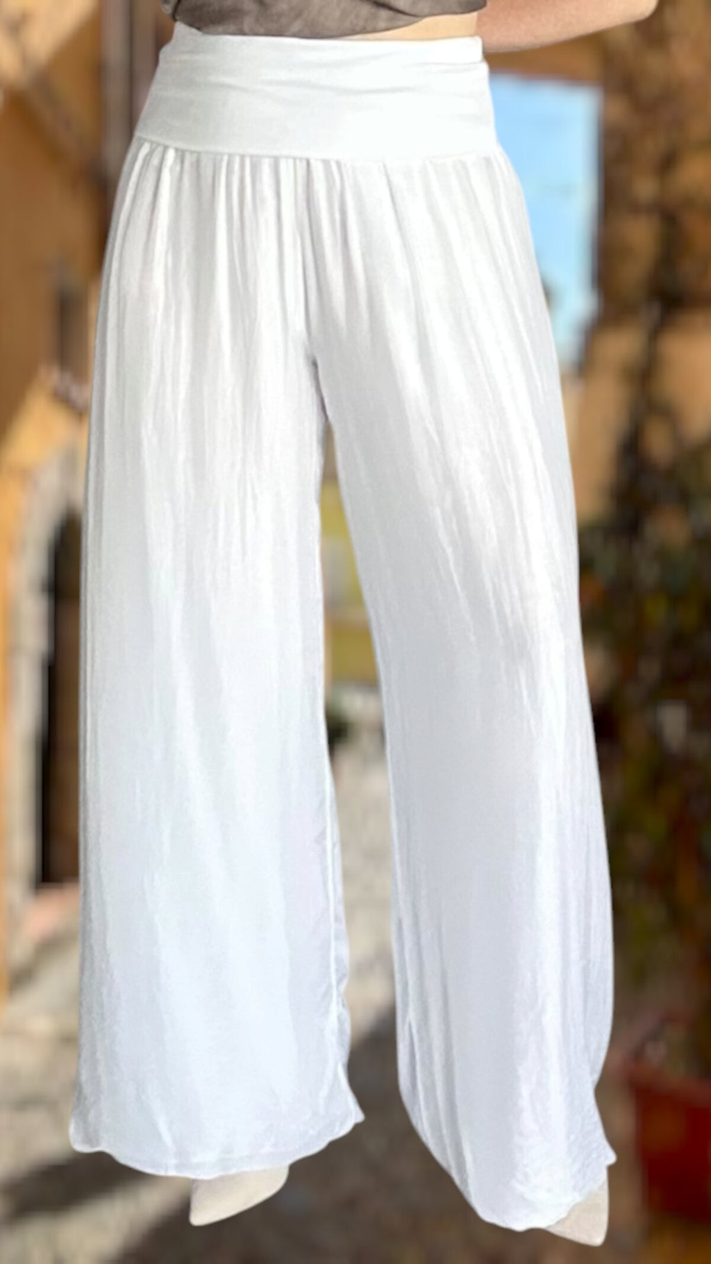 Dussi İtalyan Tasarım İpek Pantolon Beyaz