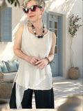 Eclissi İthal Asimetrik Kesim Pullu İpek Bluz Beige