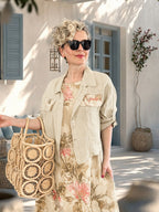 Esse İthal %100 Linen Ceket & Kolsuz Elbise Takımı Beige