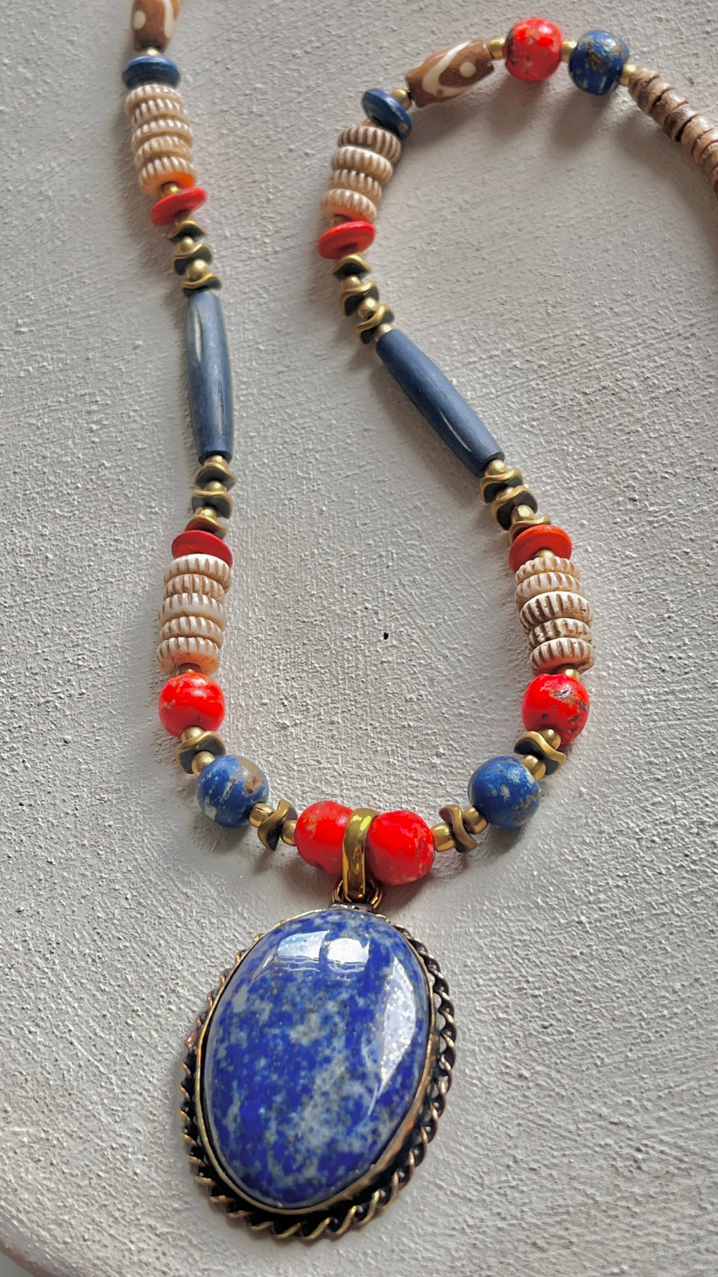 Lapis Lazuli Premium Doğal Taş Etnik Kolye