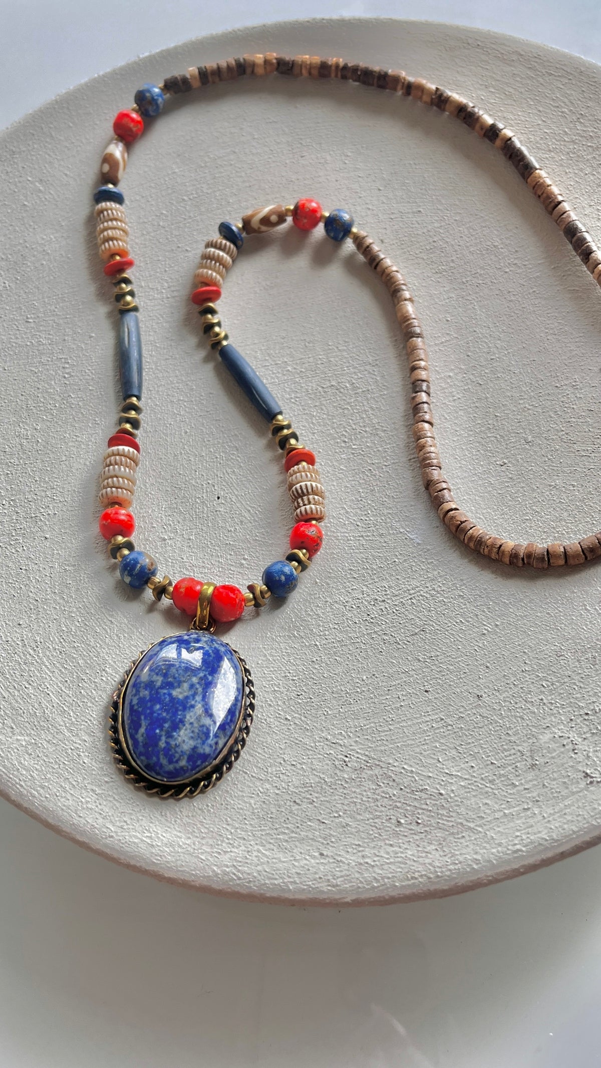 Lapis Lazuli Premium Doğal Taş Etnik Kolye