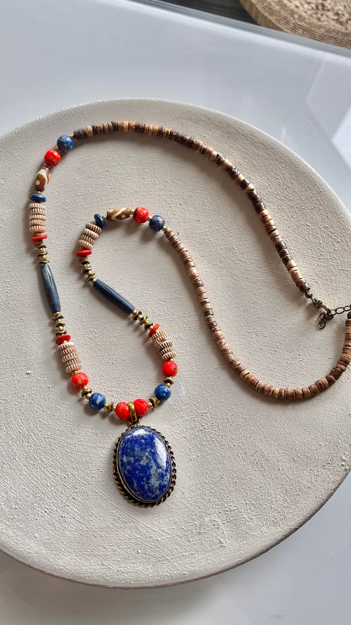 Lapis Lazuli Premium Doğal Taş Etnik Kolye