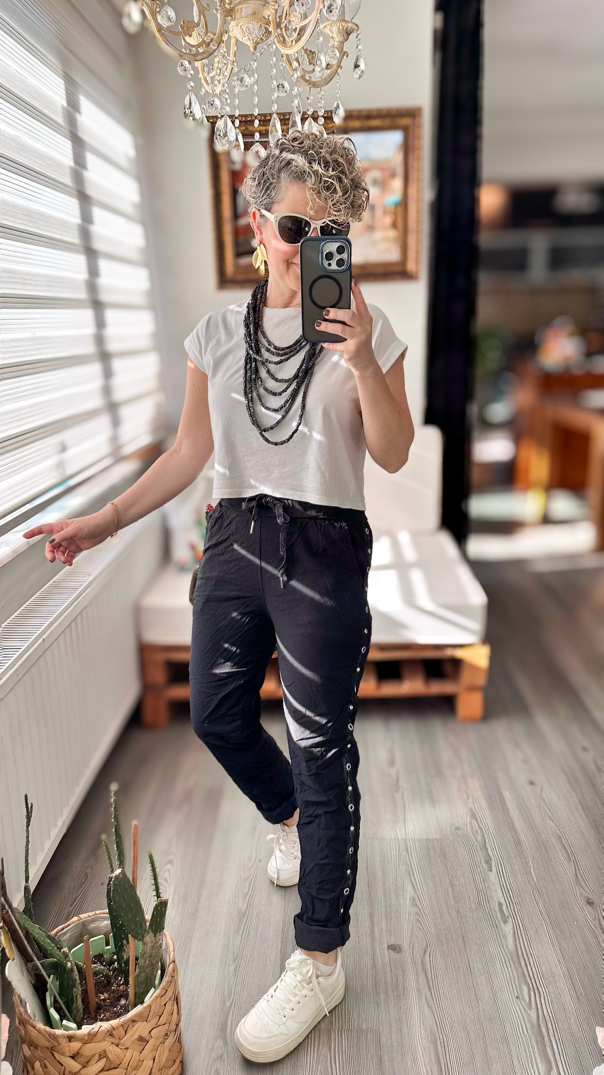 Felisa  İtalyan Sihirli Zımba Detay Pantalon Açık Siyah