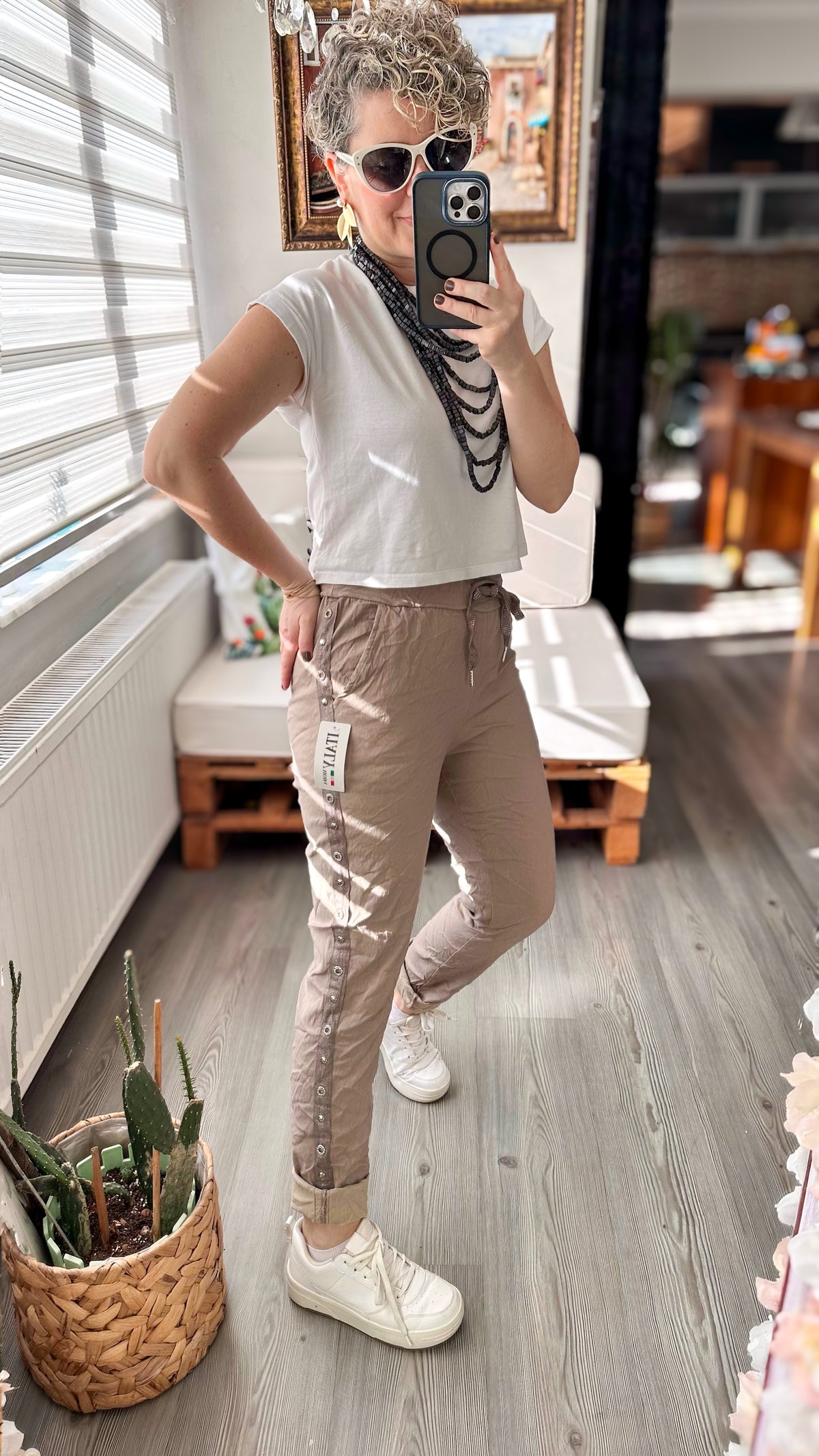 Felisa  İtalyan Sihirli Zımba Detay Pantalon Fango