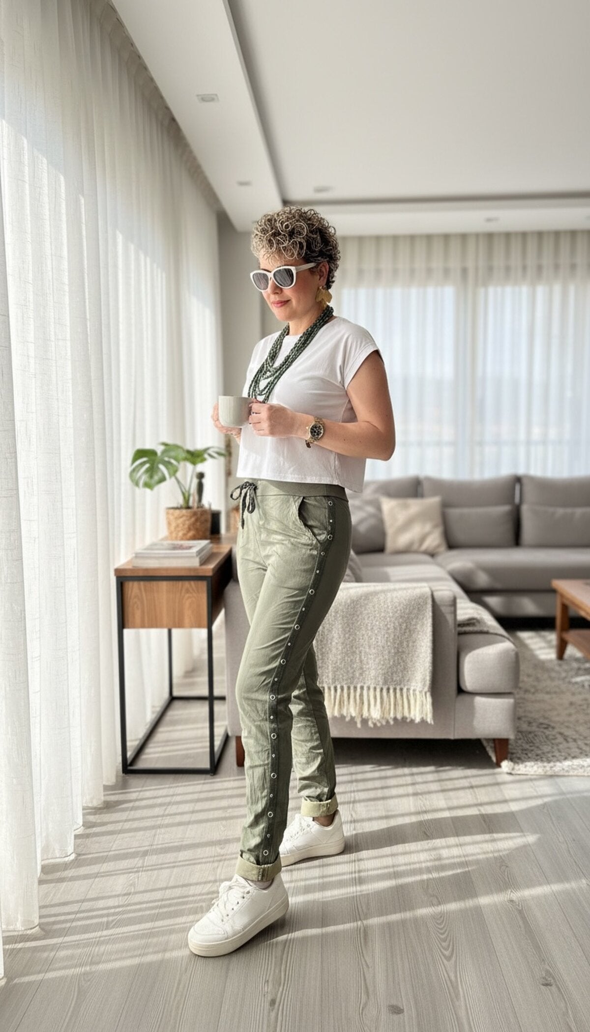 Felisa  İtalyan Sihirli Zımba Detay Pantalon Haki