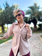 Gesso İtalyan Çiçek Fisto Detay Gömlek Pudra