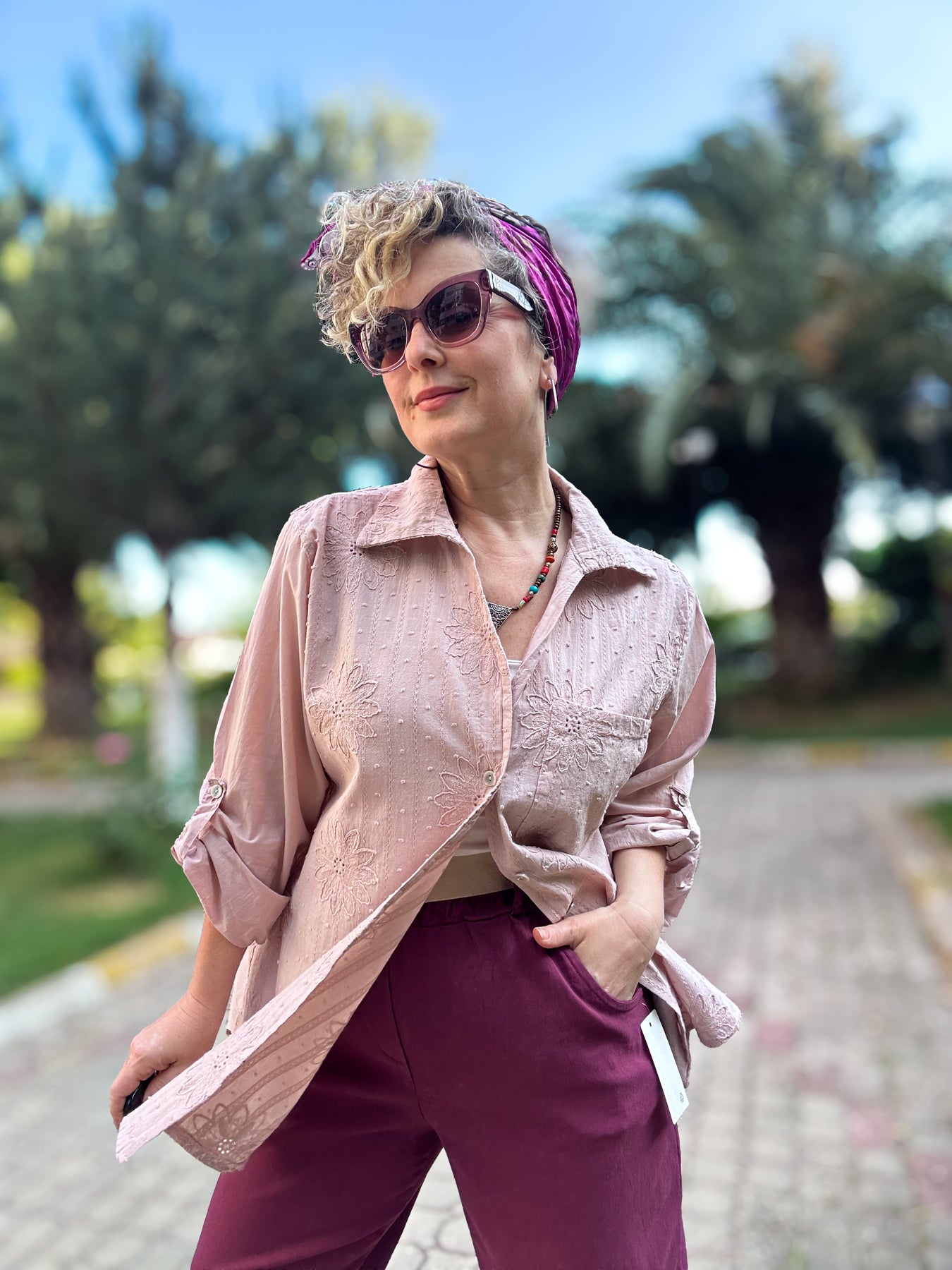 Gesso İtalyan Çiçek Fisto Detay Gömlek Pudra