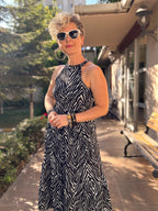Hera Halter Zebra Desenli Elbise