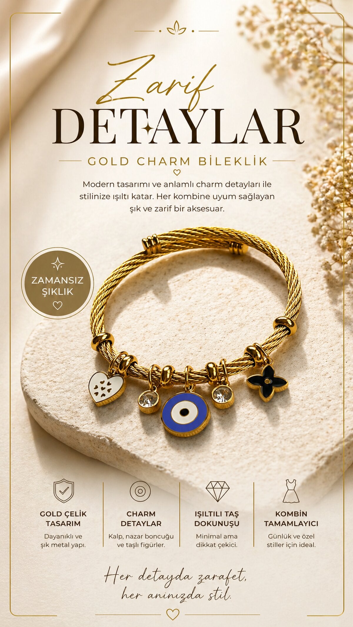 Howod Gold Çelik Bileklik