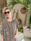 Kubba İthal %100 Linen Ceket & Kolsuz Elbise Takımı Papatya Fango