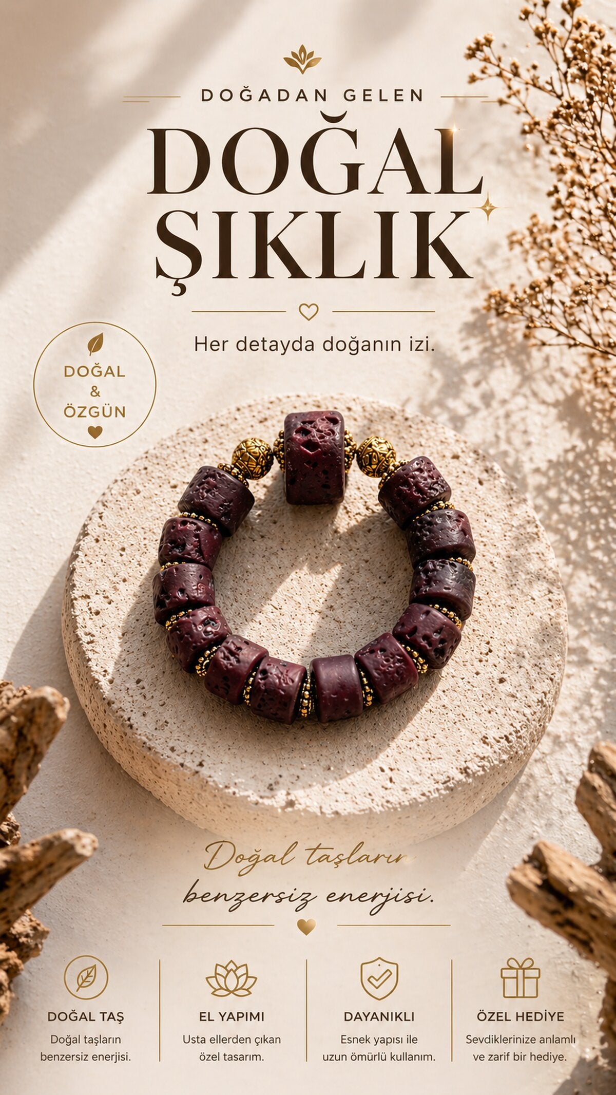 LavillaTasarım Etnik Bileklik Kahve
