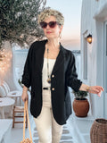 Lesso İtalyan Blazer Keten Ceket Siyah