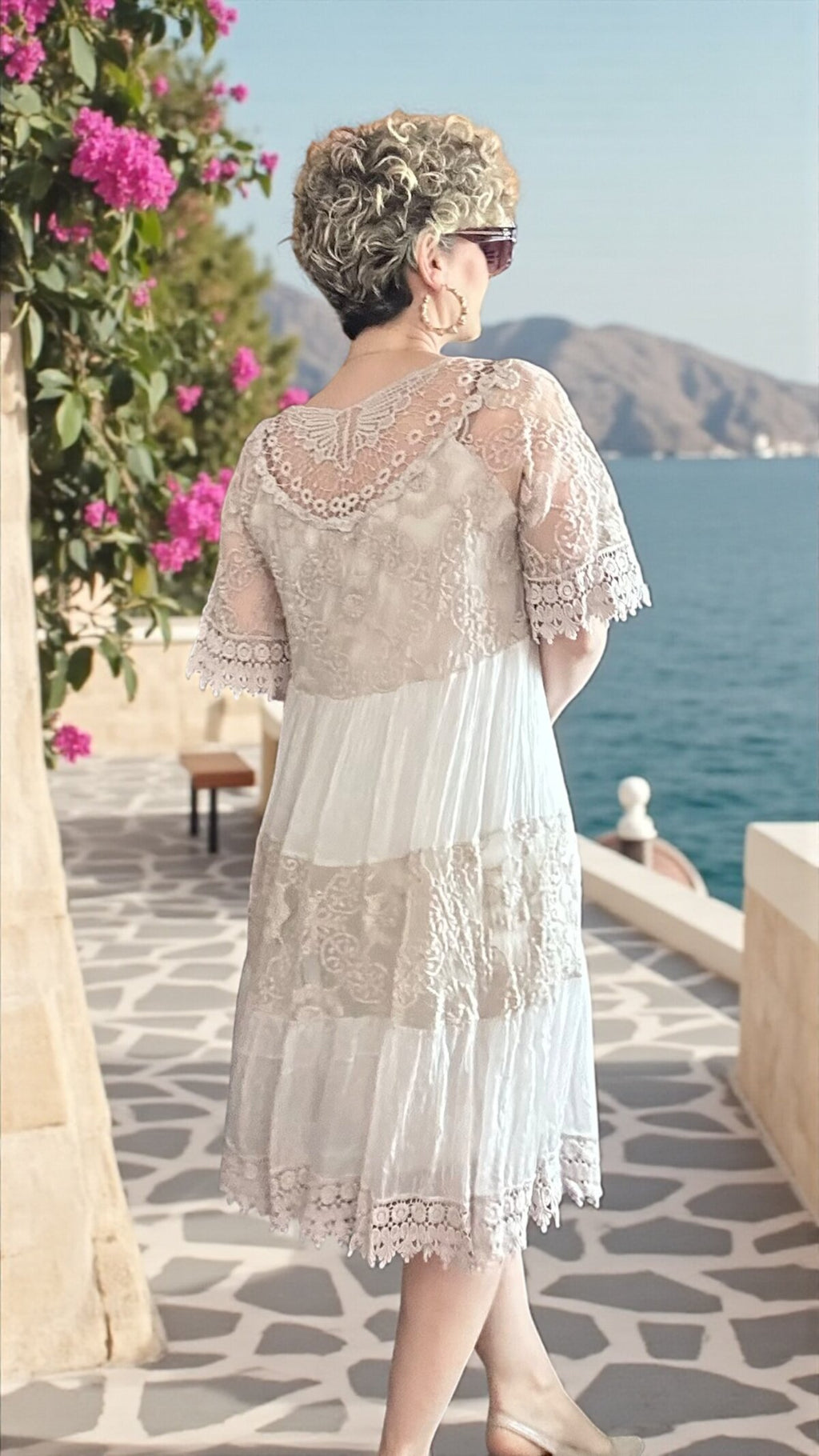 Lorea | Dantel Detaylı Katmanlı Vintage Elbise Bej