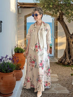 Mengotti | İthal %100 Linen Ceket & Kolsuz Elbise Takımı Beige