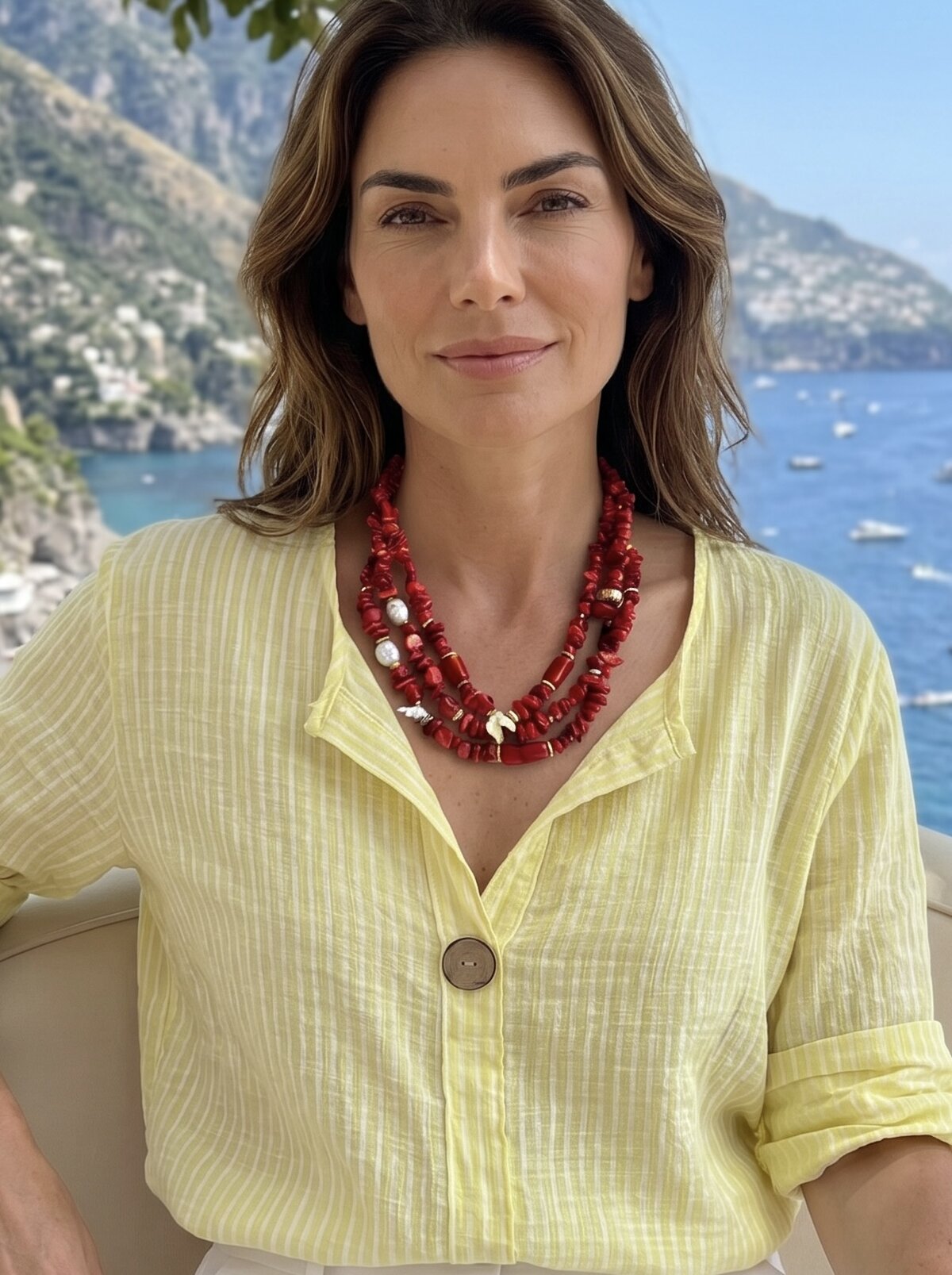 Mercan İnci Doğal Taş Kolye