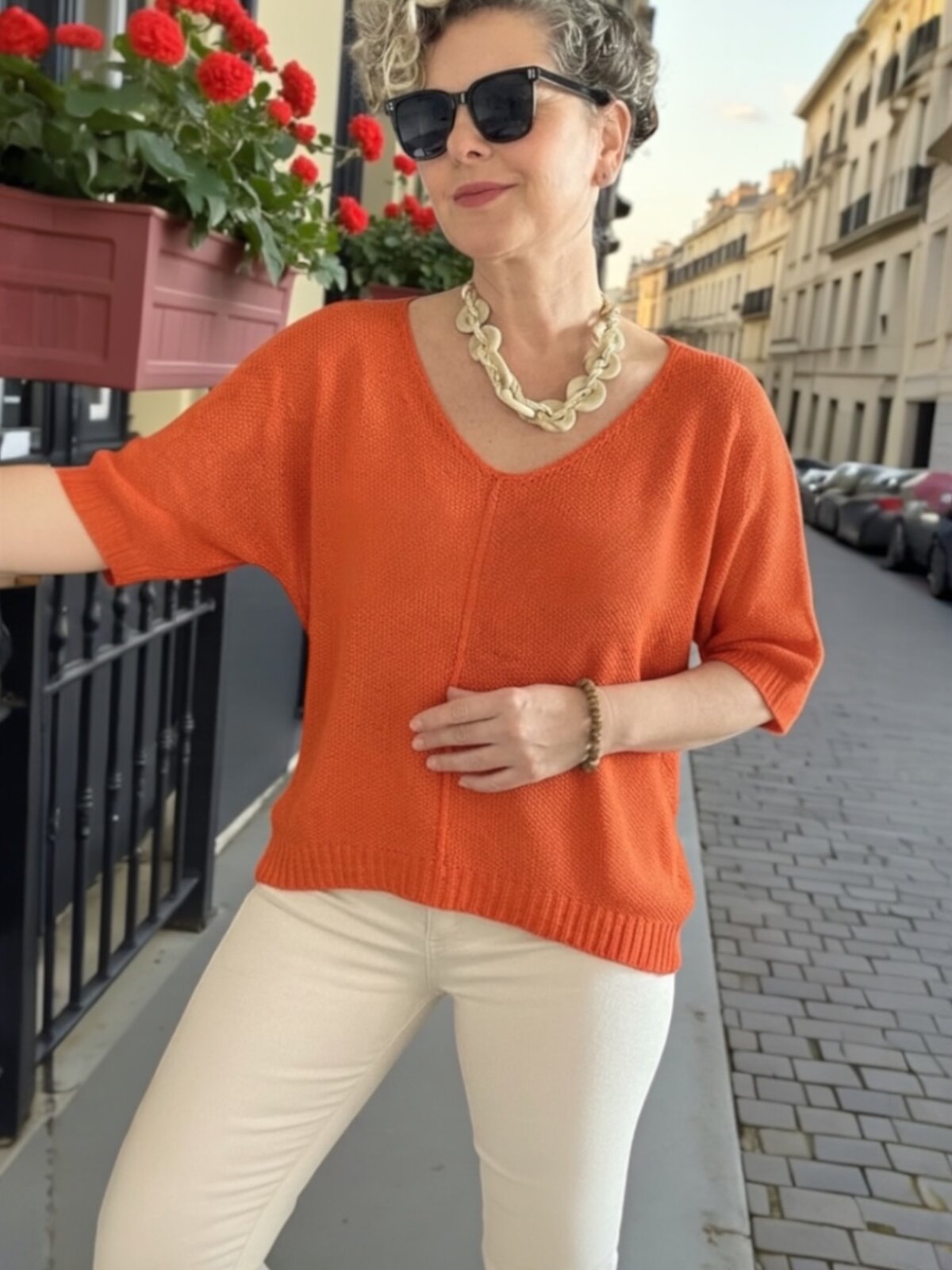 Miatta Tasarım Merserize Bluz Orange görsel 1