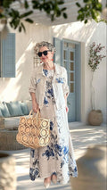 Mikka İthal %100 Linen Ceket & Kolsuz Elbise Takımı Beige