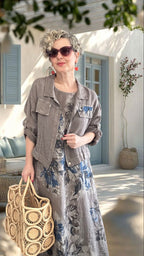 Mikka İthal %100 Linen Ceket & Kolsuz Elbise Takımı Fango