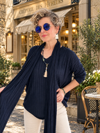 Rossi İtalyan Fularlı Tasarım Triko Bluz Navy görsel 1